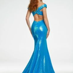 Ashleylauren Ashley Lauren 11107 Sequin Pageant Dress Prom Gown Backless Off The Shoulder