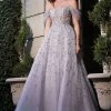 In Stock Ballgown Dresses Andrea & Leo B713 Size 18 Long Shimmer A Line Off The Shoulder Beaded Formal Dress Cinderella Divine