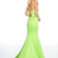 Ashleylauren Ashley Lauren 1793 Heavy Satin Mermaid Prom Dress With Corset Back