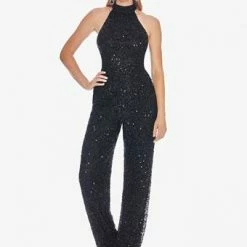 Ashleylauren Ashley Lauren 1434 Fully Beaded Sequins Halter Top Jumpsuit High Neckline Straight Legs 51 Ashleylauren Ashley Lauren 1434 Fully Beaded Sequins Halter Top Jumpsuit High Neckline Straight Legs