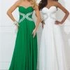 In Stock Tony Bowls 11412 Size 12 Long Chiffon Prom Pageant Dress Crystal Embellished Strapless