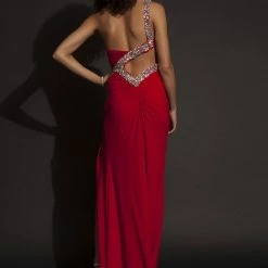In Stock Jovani JVN 90023 Long Fitted Sequin Rhinestone Embellished Prom Dress Slit Pageant Size 8
