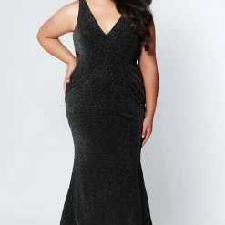 Sydneys Closet SC 7263 Plus Size Fitted Shimmer Mermaid Prom Dress