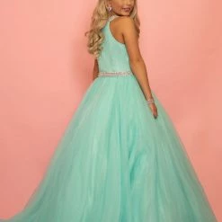 In Stock Sugar Kayne C114 Size 4, 14 Girls A Line Organza Pageant Dress Ballgown Pastel Gown High Neck Barbie Pink Ballgown Dresses