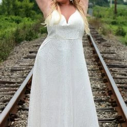 Sydney's Closet SC5241 Sequin A Line Plus Sized Wedding Dress V Neckline SC 5241 Brittany