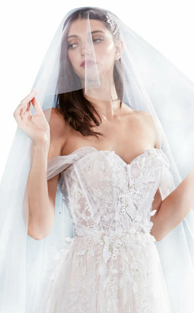Andrea & Leo Couture 0822 Long A Line Sheer Wedding Dress Off Shoulder Bridal Gown Corset Dresses 14 Andrea & Leo Couture 0822 Long A Line Sheer Wedding Dress Off Shoulder Bridal Gown Corset Dresses
