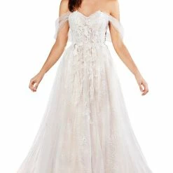 In Stock Andrea & Leo Couture 0822 Size 4 Long A Line Sheer Wedding Dress Off Shoulder Bridal Gown Corset Dresses