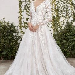 Ballgown Dresses Andrea & Leo Couture YVAINE A1067 Long Sleeve 3D Lace Wedding Dress A Line Bridal Gown