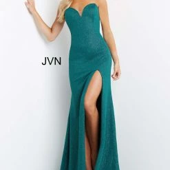 JVN By Jovani Corset Dresses Jovani JVN08510 Prom Dress Strapless Corset Back Glitter Long Evening Gown 08510