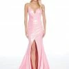 In Stock Mermaid Dresses Ashley Lauren 1751 Size 4 Metallic Mermaid Prom Dress V Neck Pageant Slit Gown