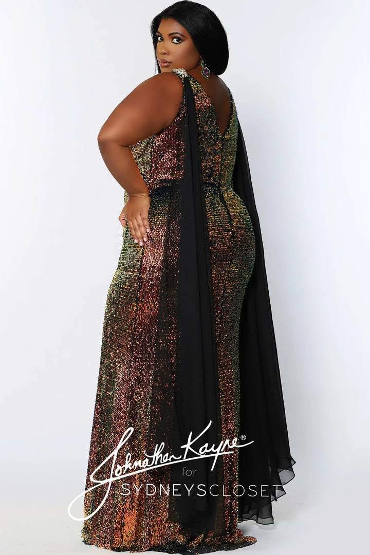 In Stock Johnathan Kayne Sydney's Closet JK2109 Size 20 Sequin Cape Prom Dress Plus Sized Mermaid JK 2109 Mermaid Dresses 11 In Stock Johnathan Kayne Sydney's Closet JK2109 Size 20 Sequin Cape Prom Dress Plus Sized Mermaid JK 2109 Mermaid Dresses