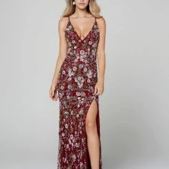 Primavera Couture 3073 Long Beaded Floral Print Prom Dress Evening Gown V Neckline Slit Sequin Dresses 99 Primavera Couture 3073 Long Beaded Floral Print Prom Dress Evening Gown V Neckline Slit Sequin Dresses