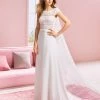 White One Bridal ARIANA Pronovias Wedding Dress A Line Crepe Bateau Neckline Cap Sleeve