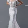 Prom Dresses Jovani AV06026 Feather Embellished Crystal Beaded Mermaid Wedding Dress Bridal Gown