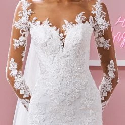 White One Bridal AVRIL Pronovias Wedding Dress Long Tattoo Sleeve Lace Mermaid