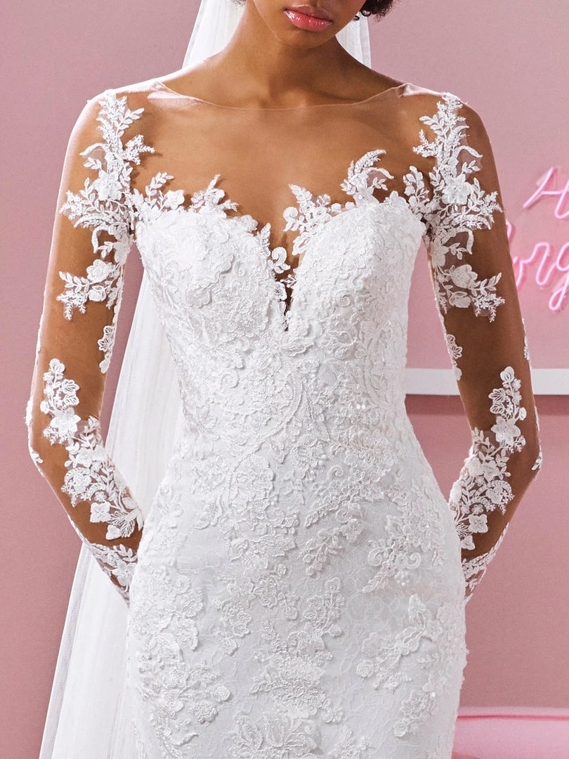 White One Bridal AVRIL Pronovias Wedding Dress Long Tattoo Sleeve Lace Mermaid 4 White One Bridal AVRIL Pronovias Wedding Dress Long Tattoo Sleeve Lace Mermaid