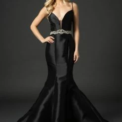In Stock Nina Canacci 2318 Long Mermaid Prom Dress Pageant Gown Mikado Satin