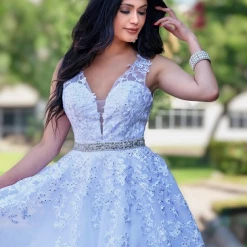 Adagio Bridal D1456 White Lace A Line Wedding Dress V Neckline Embellished Belt 1456