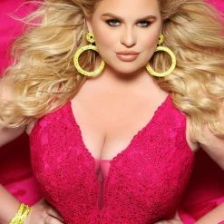 In Stock Long Sleeve Dresses Johnathan Kayne Sydney's Closet JK 2016 Size 18 Plus Size Lace Prom Dress Evening Gown