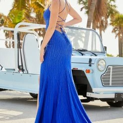 Amarra 87154 Long Fitted Formal Prom Dress Backless Corset Slit Pageant Gown Rhinestone Backless Dresses