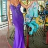 Backless Dresses Amarra 87161 Long Fitted V Neck Formal Butterfly Prom Dress Pageant Gown Slit Corset Backless