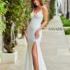 In Stock Amarra 87219 Size 2 Long Fitted V Neck Prom Dress Slit Pageant Gown Crystal Embellished Backless Dresses