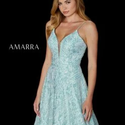 In Stock Amarra 87222 Size 00 Long A Line Sequin Shimmer Ball Gown Prom Dress Pockets Formal