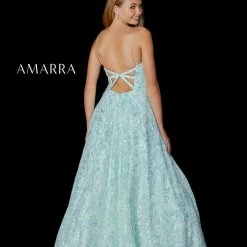 In Stock Amarra 87222 Size 00 Long A Line Sequin Shimmer Ball Gown Prom Dress Pockets Formal