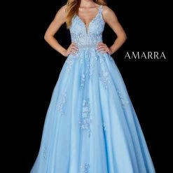 Ballgown Dresses Amarra 87224 Long Sheer Lace A Line Ball Gown Prom Dress Backless Embellished