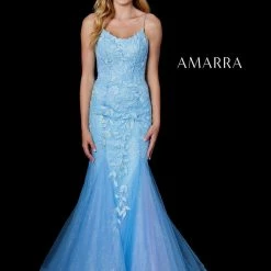 Amarra 87227 Fitted Shimmer Lace Mermaid Trumpet Prom Dress Pageant Gown Backless