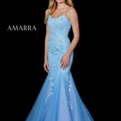 Amarra 87227 Fitted Shimmer Lace Mermaid Trumpet Prom Dress Pageant Gown Backless