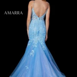 Amarra 87227 Fitted Shimmer Lace Mermaid Trumpet Prom Dress Pageant Gown Backless