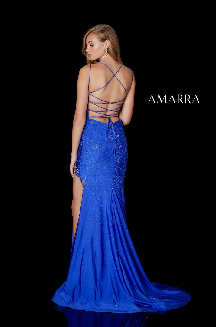 Amarra 87229 Long Fitted Beaded Slit Backless Prom Dress Crystal Embellished 4 Amarra 87229 Long Fitted Beaded Slit Backless Prom Dress Crystal Embellished