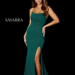 Backless Dresses Amarra 87233 Long Shimmer Jersey Embellished Formal Prom Dress Evening Gown