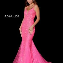 Mermaid Dresses Amarra 87238 Long Fitted Sequin Lace Mermaid Prom Dress Pageant Gown Backless
