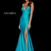 Backless Dresses Amarra 87255 Long Stretch Fitted Jersey Prom Dress Slit Backless Corset V Neck Pageant