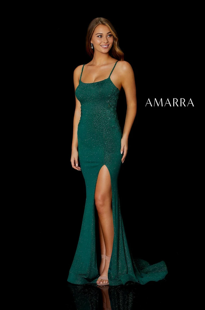 Amarra 87258 Long Fitted Shimmer Prom Dress Slit Sheer Lace Backless Gown Backless Dresses 6 Amarra 87258 Long Fitted Shimmer Prom Dress Slit Sheer Lace Backless Gown Backless Dresses