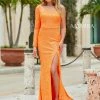 Amarra 87262 Long Fitted Sequin One Shoulder Long Sleeve Prom Dress Slit Backless Dresses