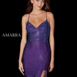 In Stock Amarra 87264 Size 0 Long Fitted Side Slit Fringe Prom Dress Formal Backless Gown