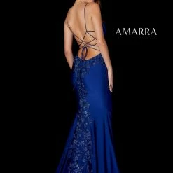 Amarra 81277 Long Fitted Formal Prom Dress Pageant Gown Corset Back Embellished