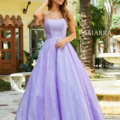 Amarra 87295 Long A Line Shimmer Ball Gown Prom Dress Pockets Backless Corset Ballgown Dresses