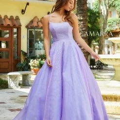 Amarra 87295 Long A Line Shimmer Ball Gown Prom Dress Pockets Backless Corset Ballgown Dresses