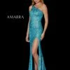 Sequin Dresses Amarra 87302 Long Sequin Fitted One Shoulder Prom Dress Slit Pageant Gown