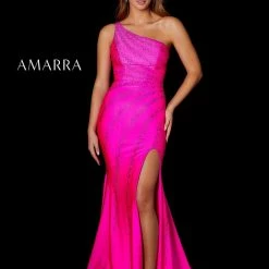 In Stock Amarra 87306 Size 12 Turq Long Fitted Jersey One Shoulder Crystal Embellished Dress Slit Prom Pageant Backless Dresses