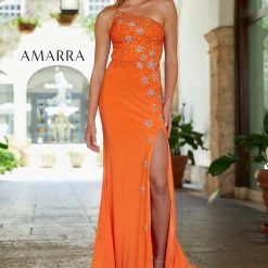 Amarra 87313 Long Fitted One Shoulder Prom Dress Slit Pageant Gown Stars Backless