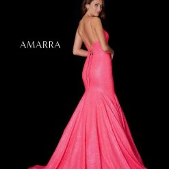 Amarra 87319 Long Fitted Sequin Mermaid Prom Dress Pageant Gown Train V Neck