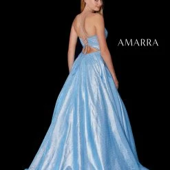 Amarra 87323 Long Iridescent A Line Ball Gown Prom Dress V Neck Backless Corset Ballgown Dresses