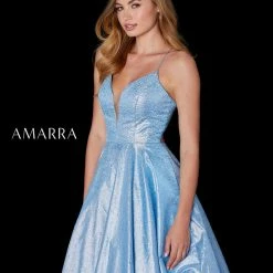 Amarra 87323 Long Iridescent A Line Ball Gown Prom Dress V Neck Backless Corset Ballgown Dresses