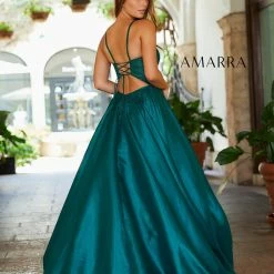 Amarra 87326 Long Satin Scoop Neck Ball Gown Prom Dress Backless Corset Ballgown Dresses