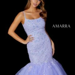 In Stock Amarra 87339 Neon Pink Mermaid Prom Dresses Size 10, 12 Sequin Embellished Tulle Mermaid Backless Corset Lace Gown Mermaid Dresses